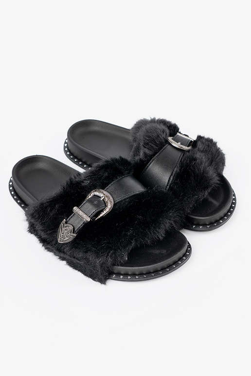 Slippers z ekofutra z dekoracyjną klamrą
