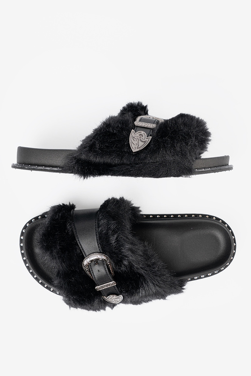 Slippers z ekofutra z dekoracyjną klamrą