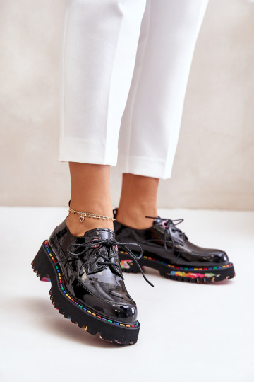 Lacquered Women's Laced Shoes Black Artiker 55C0497 2