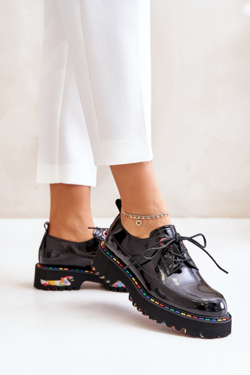 Lacquered Women's Laced Shoes Black Artiker 55C0497 Lacquered Women's Laced Shoes Black Artiker 55C0497
