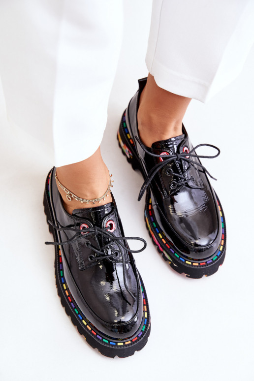 Lacquered Women's Laced Shoes Black Artiker 55C0497 Lacquered Women's Laced Shoes Black Artiker 55C0497