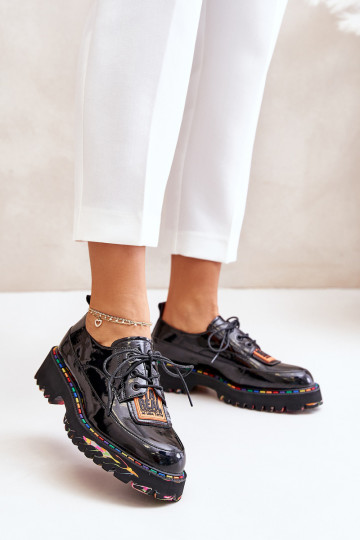 Lacquered Women's Lace-Up Shoes Artiker 55C0499 Black 2