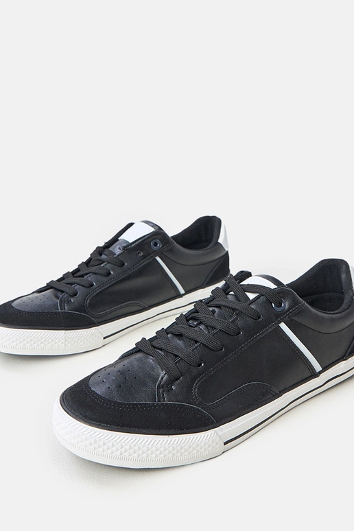 Czarne trampki męskie z białymi...