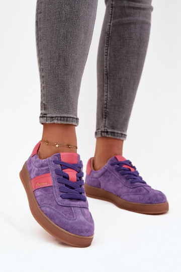 Zamszowe Sneakersy Damskie Vinceza 79576 Fioletowe 2
