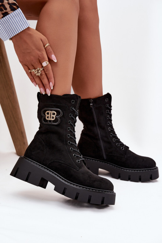 Insulated work boots women's with decoration black Melisse