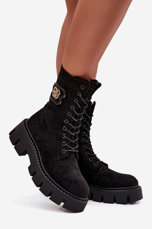 Insulated work boots women's with decoration black Melisse