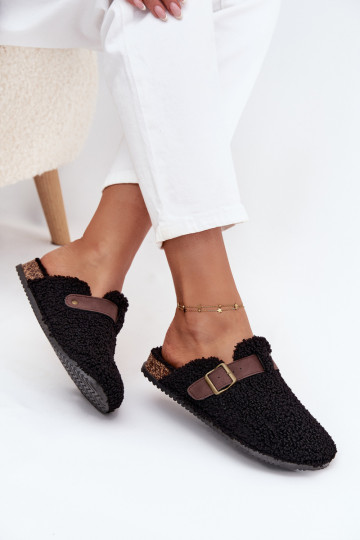 Women's slippers with sheep fur style Black Lorivine