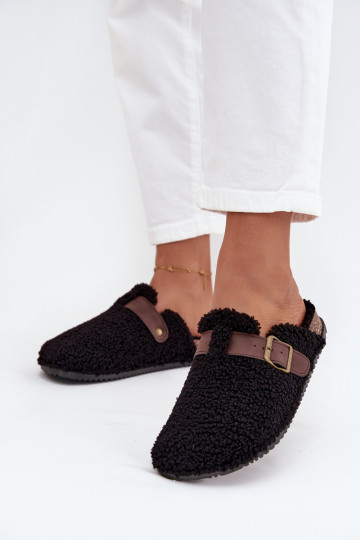 Women's slippers with sheep fur style Black Lorivine 2