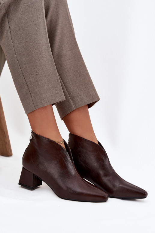 Eco Leather Women's Ankle Boots On Heel Chocolate Rylina