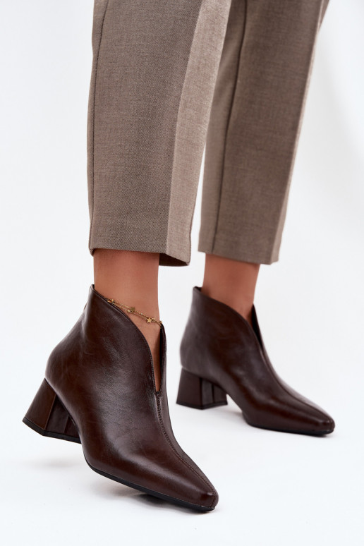 Eco Leather Women's Ankle Boots On Heel Chocolate Rylina