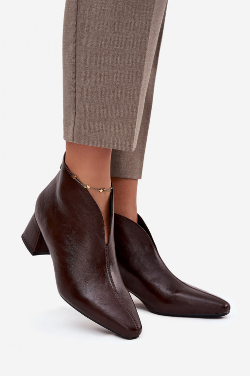 Eco Leather Women's Ankle Boots On Heel Chocolate Rylina