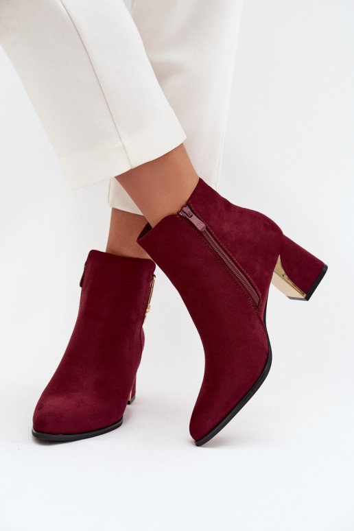 Women's heeled ankle boots with gold details Bordeaux Kalivra Women's heeled ankle boots with gold details Bordeaux Kalivra
