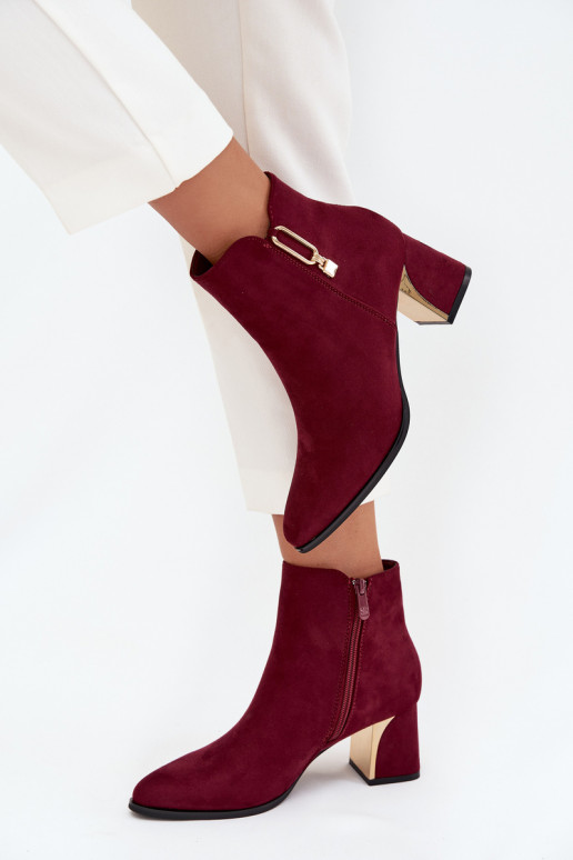 Women's heeled ankle boots with gold details Bordeaux Kalivra Women's heeled ankle boots with gold details Bordeaux Kalivra