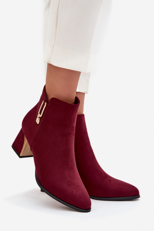 Women's heeled ankle boots with gold details Bordeaux Kalivra Women's heeled ankle boots with gold details Bordeaux Kalivra