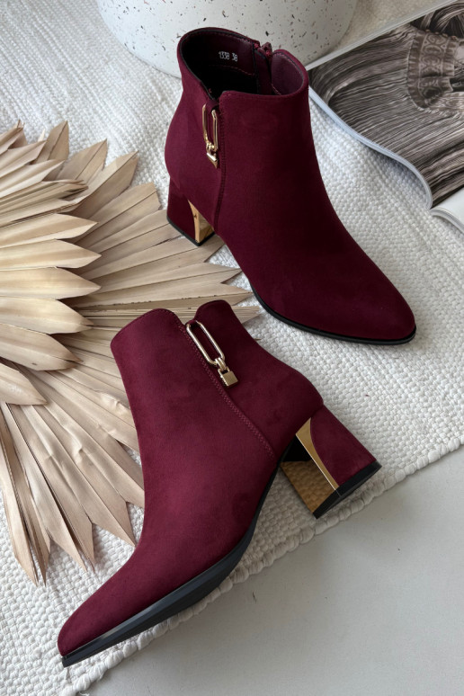 Women's heeled ankle boots with gold details Bordeaux Kalivra Women's heeled ankle boots with gold details Bordeaux Kalivra