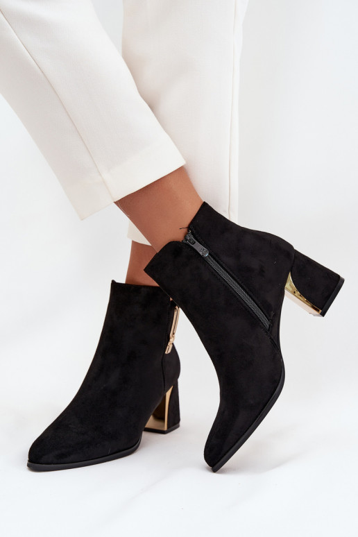 Women's heeled ankle boots with gold details black Kalivra