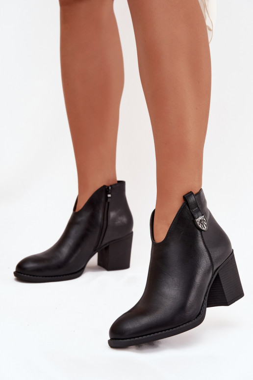 Insulated Women's Ankle Boots On Heel From Eco Leather Black Talienne Insulated Women's Ankle Boots On Heel From Eco Leather Black Talienne