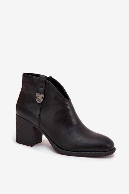 Insulated Women's Ankle Boots On Heel From Eco Leather Black Talienne Insulated Women's Ankle Boots On Heel From Eco Leather Black Talienne