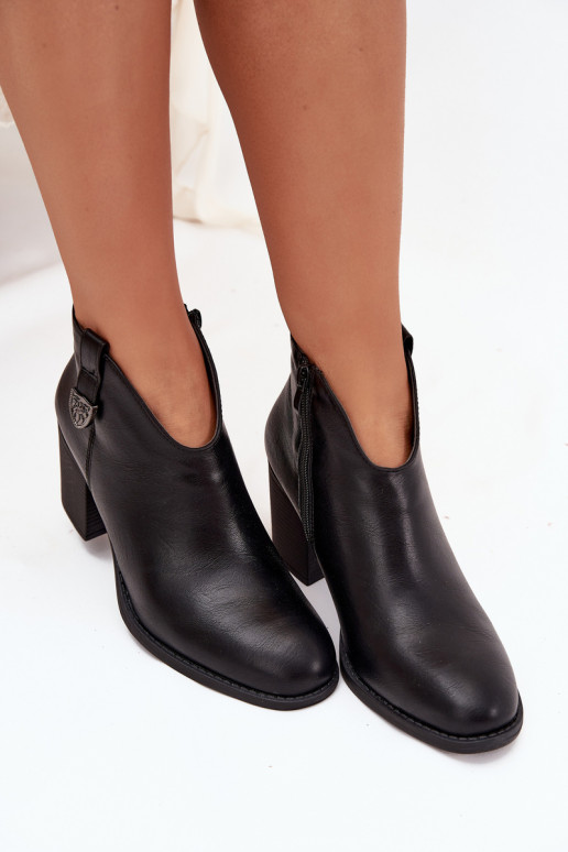 Insulated Women's Ankle Boots On Heel From Eco Leather Black Talienne Insulated Women's Ankle Boots On Heel From Eco Leather Black Talienne