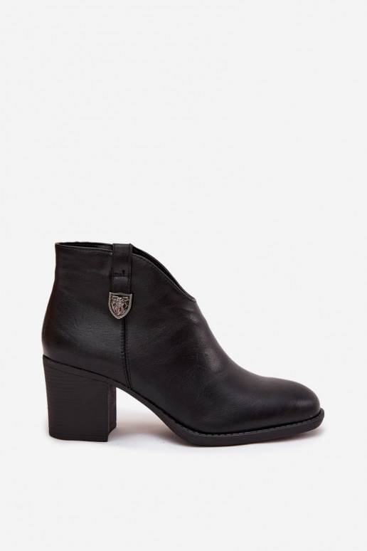 Insulated Women's Ankle Boots On Heel From Eco Leather Black Talienne Insulated Women's Ankle Boots On Heel From Eco Leather Black Talienne