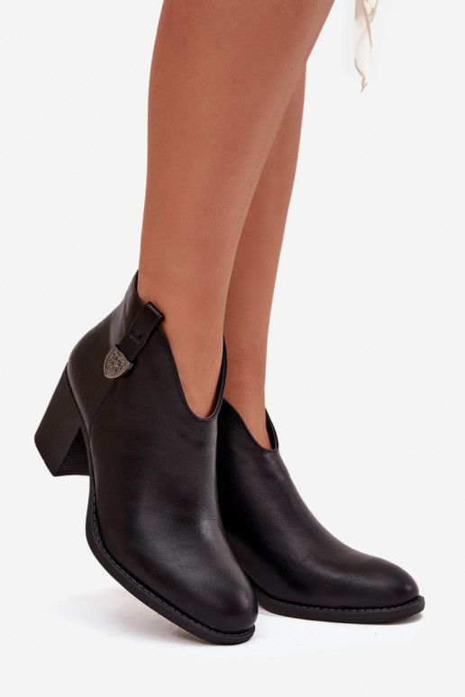 Insulated Women's Ankle Boots On Heel From Eco Leather Black Talienne Insulated Women's Ankle Boots On Heel From Eco Leather Black Talienne