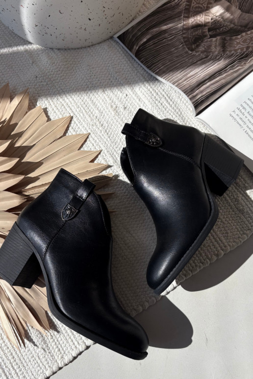 Insulated Women's Ankle Boots On Heel From Eco Leather Black Talienne Insulated Women's Ankle Boots On Heel From Eco Leather Black Talienne