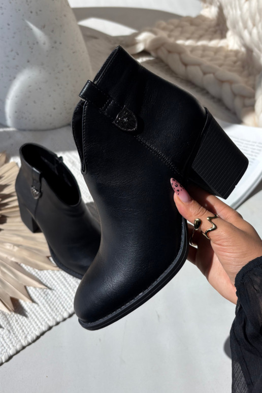 Ocieplane Botki Damskie Na SłupkuwithEko Skóry Czarne Talienne Ocieplane Botki Damskie Na SłupkuwithEko Skóry Czarne Talienne