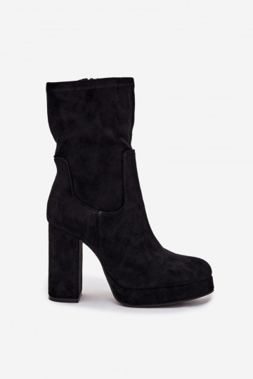 Women's heeled ankle boots made of eco suede black Carolina 2