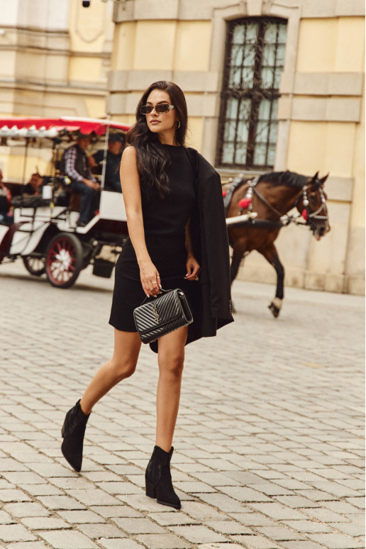 Women's Cowboy Boots with Insulation with Decoration on Heel Black Arabella