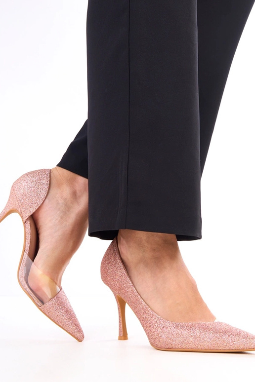 Szampańskie czółenka brokatowe z...