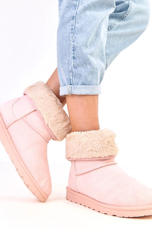 Różowe śniegowce z futerkiem na...