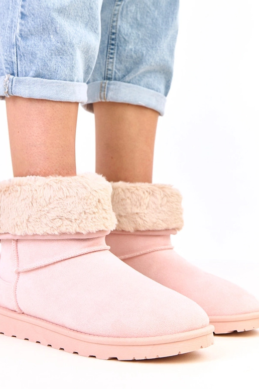 Różowe śniegowce z futerkiem na...