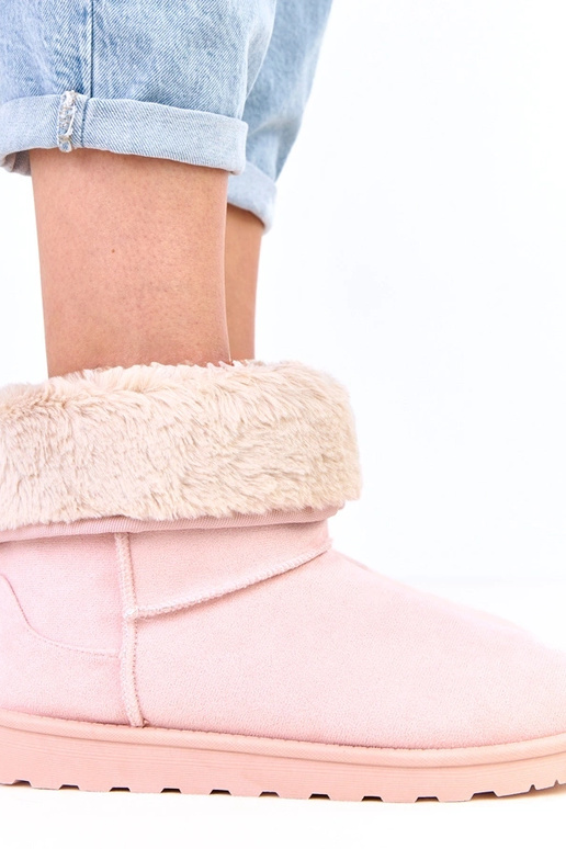 Różowe śniegowce z futerkiem na...