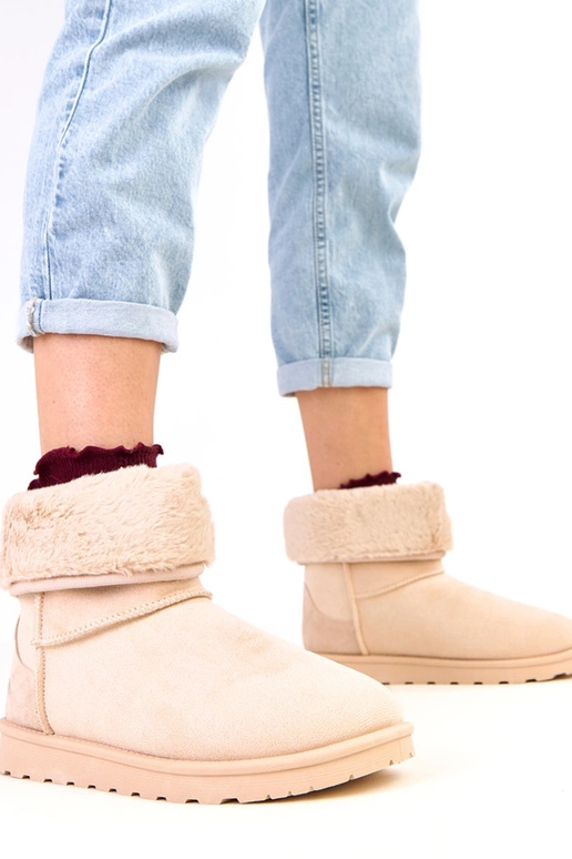 Beżowe śniegowce z futerkiem na...