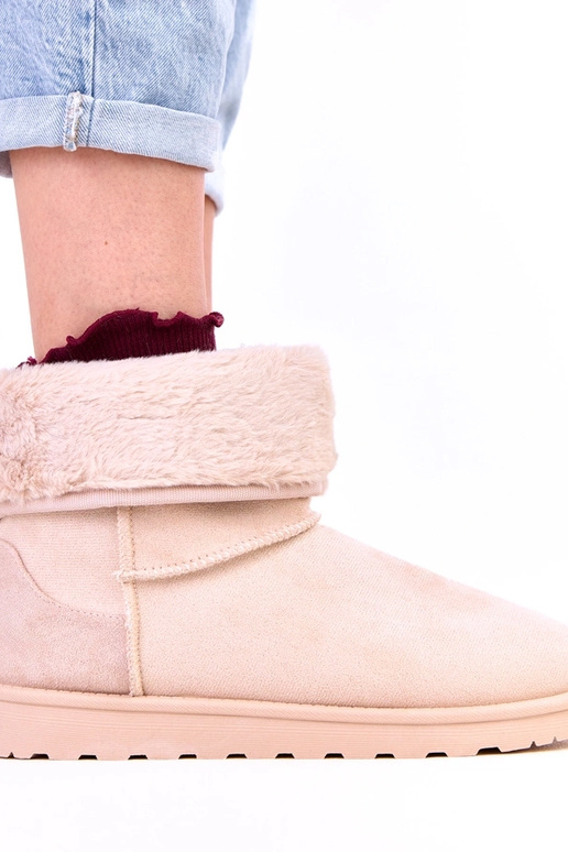 Beżowe śniegowce z futerkiem na...