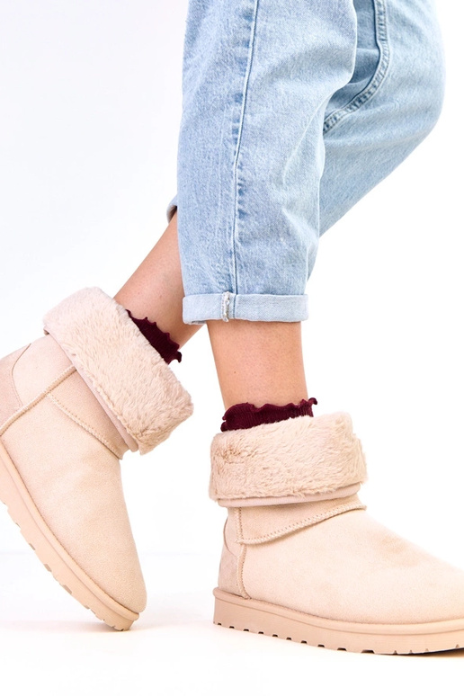 Beżowe śniegowce z futerkiem na...