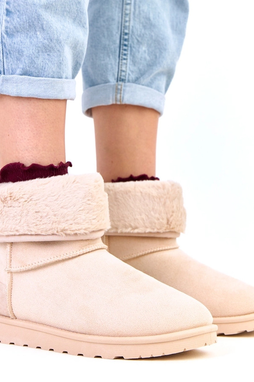 Beżowe śniegowce z futerkiem na...