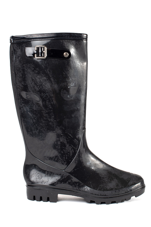 black lacquered rubber boots