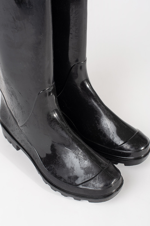 black lacquered rubber boots