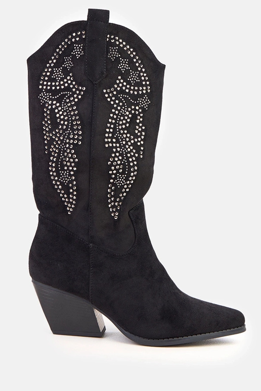 Czarne kowbojki na niskim obcasie  z...