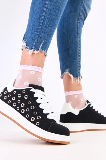 Czarne sneakersy na platformie z nitami Adelis 2