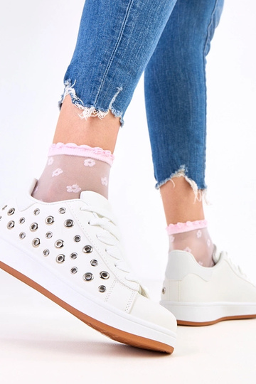 Białe sneakersy na platformie z nitami Adelis 2