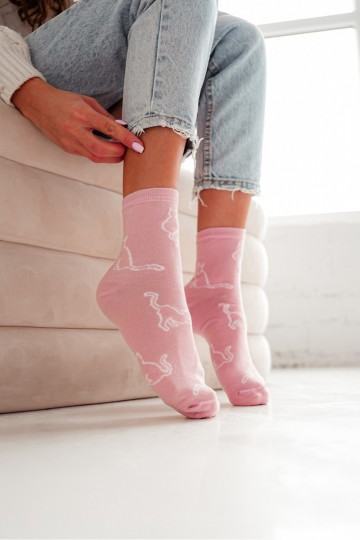 Women's Cotton Socks Cat Outline Pink