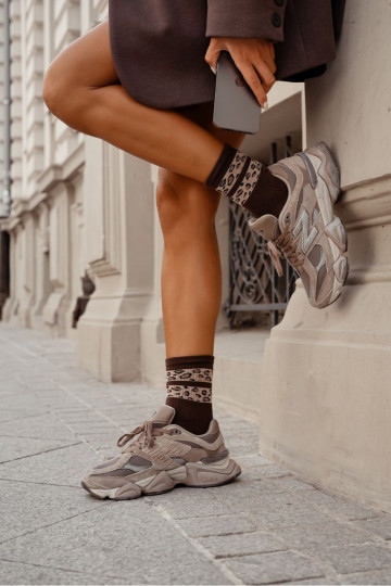 Women's Socks Two Spotted Stripes Brown