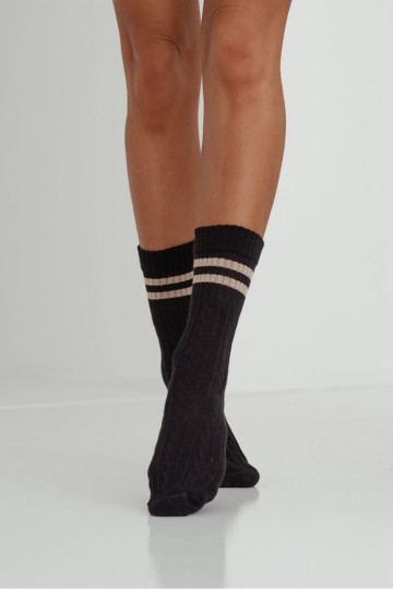 Women's Socks Braid With Stripes Black