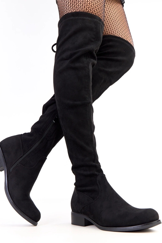 Czarne długie kozaki na płaskiej...