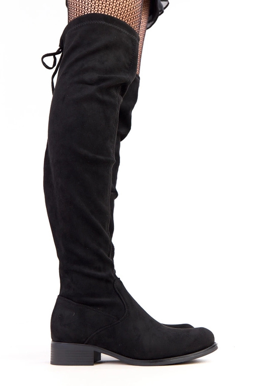 Czarne długie kozaki na płaskiej...