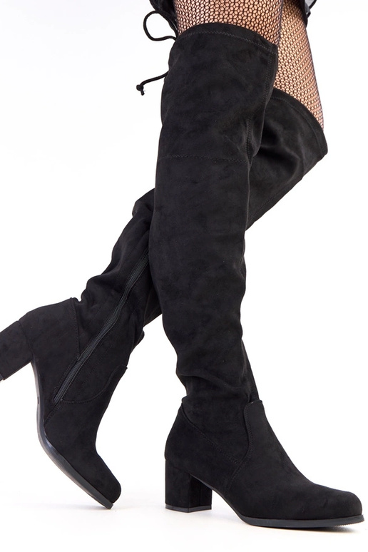 Czarne kozaki ekozamszowe na obcasie...