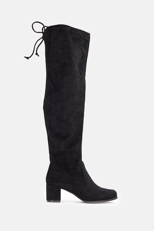 Czarne kozaki ekozamszowe na obcasie...