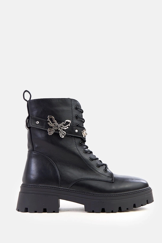 Czarne traperki z motylkiem na...